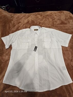 Men's white Zip Close Police/Fire/EMS Uniform Shirt 4XL 20-20.5"